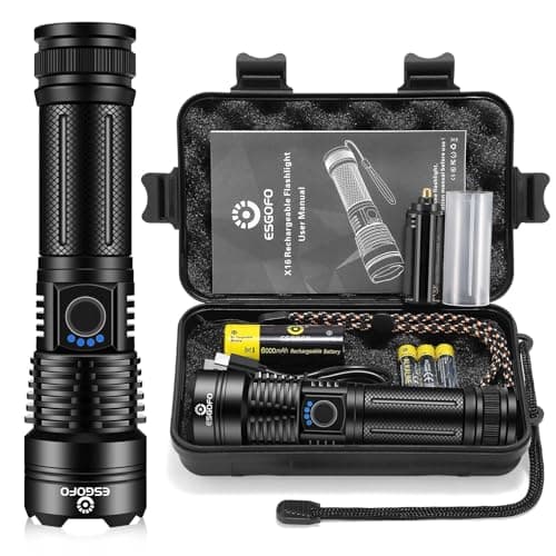 Esgofo Flashlights High Lumens 100000 Rechargeable, Super Bright Handheld LED Flash Light, Powerful Emergency Linternas, Waterproof, Long Lasting, for Hiking Camping Gift — image 1
