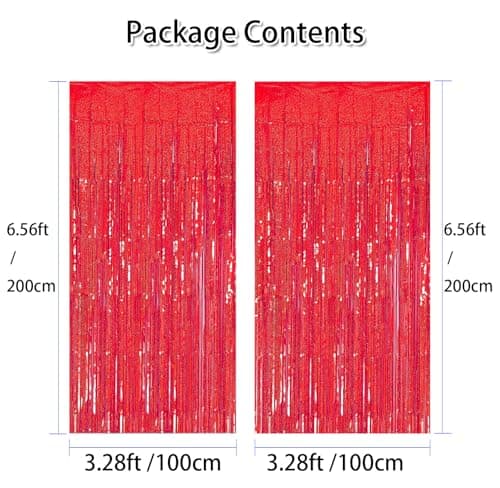 Red Laser Tinsel Glitter Foil Fringe Curtain Birthday Party Streamers Backdrop Decorations Photo Booth Theme Bachelorette Graduation Decor view 3