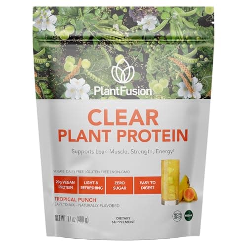 PlantFusion Vegan Clear Protein Powder with Pea Protein Peptides - 20g Fast-Absorbing in Water, 90 Calories, Zero Sugar, Premium Alternative to Clear Whey - 16 oz