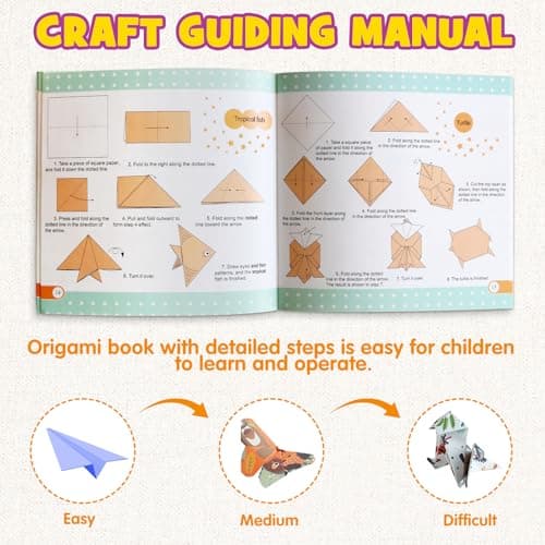 Pigipigi Kids Craft Origami Paper Kit for Kids Ages 5-8 8-12, with Guiding Book, 160 Sheets DIY Art and Crafts Supplies, Colorful Folding Papers Set Projects Gifts Activity for Boy Girl Toy(Forest) view 4