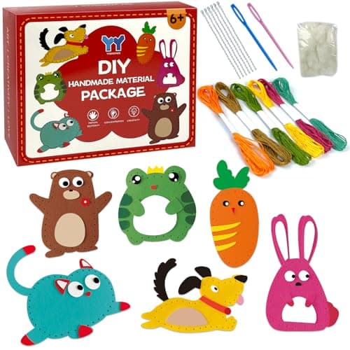 LURVUO DIY Doll Sewing Toys, Animal Sewing Kit for Kids Beginner Arts & Crafts Felt Sewing Craft Kits Educational Toys Sewing Kit for Kids Boys Girls Childrens DIY Crafting and Sewing — image 1