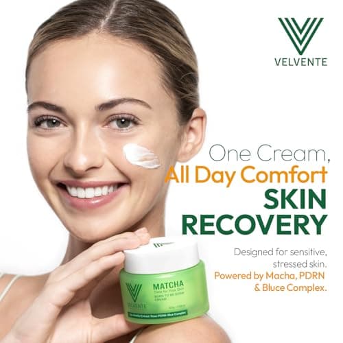 VELVENTE Matcha Facial Moisturizer with Rose PDRN, Korean Peptides Hydrating Firming Cream for Anti Aging, Dark Spot & Uneven Skin Tone, Soothing Radiance for Soft, Glowy Skin, All Skin Types, 3.53 oz view 4