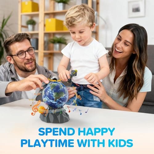 Magnetic Musical Rotating Ball,Space Toys for Kids 3 4 5 6 7 8 9 10 Year Old Boys Girls Sensory Toys for Toddlers Birthday Gifts Educational STEM Toy Playset with Astronauts Rocket Spacecraft Planet view 5