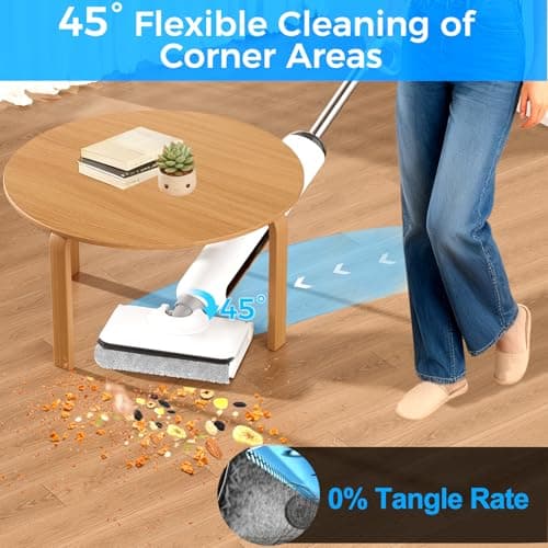 Cordless Wet Dry Vacuum Cleaner, 23KPa Vacuum Mop for Hard Floors, Up to 45 Min Runtime, 180° Lay-Flat Design with Hot Water Self-Cleaning & 185°F Hot Air Drying, Anti-Tangle Brush for Pet Hair view 6