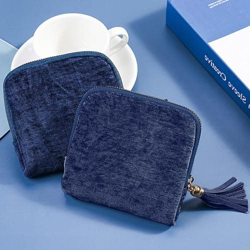 Iosjeude Small Travel Jewelry Case Organizer for Women Portable Jewelry Box with Small Pouches for Gemstones Healing Crystal Bracelets, Necklace Bangles Storage, Gift Ring Holder, Blue Tassel view 2