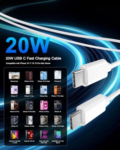 iPhone 18 17 16 Pro Max Charger Fast Charging 10FT, 20W USB C Charger Block | 2 Pack 20W Type C Charger with 10FT Long USB-C to USB-C Woven Charge Cable for iPhone Duo/18 Pro/18 Pro Max/17 16 15 Pro Max view 3