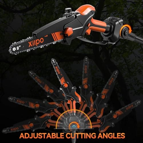 2-in-1 Cordless Electric Pole Saw & 8 Inch Mini Chainsaw, 15FT Max Reach, Adjustable Cutting Head, 2×21V Batteries, Automatic Lubrication, Tool-Free Tension Tree Trimmer Pruner for Branch Cutting view 6
