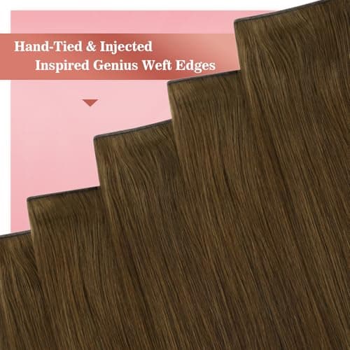 Ve Sunny Brown Hair Extensions Clip ins Human Hair Invisible Seamless Real Hair Extensions Genius Human Hair Clip in Extensions Full Head 20 inch 120g view 6