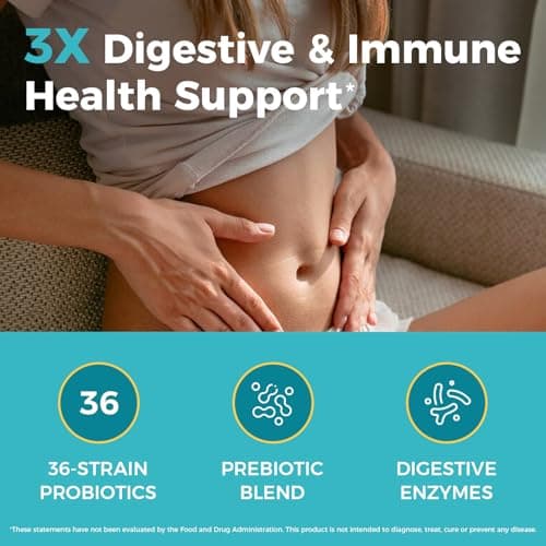Probiotics 120 Billion CFU 36 Strains 3-in-1 with Prebiotics & Enzymes 30ct | NewRhythm Probioticos for Women & Men, Vegan Targeted Release Probiotic Supplement view 5