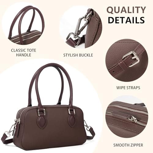 Genuine Leather Handbag for Women, Small Top Handle Satchel Crossbody Purse with Adjustable Strap, for Travel Daily Fashion view 5