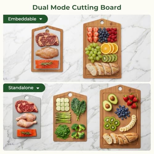 Titanium Cutting Board,Carbonized Bamboo Cutting Boards Set for Kitchen view 2