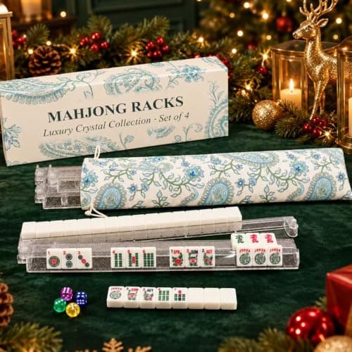 Mahjong Racks with Pushers Set of 4, Non-Slip 17.5" Mahjong Pushers, Glitter view 5