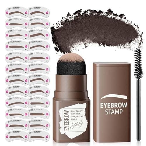 Eyebrow Stamp Stencil Kit - Eye Brow Stencil Kits with Eyebrow Blush, Long-lasting Waterproof & Smudge-Proof Eyebrow Shaping Kit with 24 Reusable Eyebrow Stencils for Perfect Brow (Black Brown) — image 1