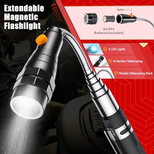 Gifts for Men, Telescoping Magnetic Pick Up Tool Set, Extendable Magnet Flashlight with Inspection Mirror, Flexible LED Flashlight, Mens Gifts, Birthday Gifts for Dad, Him, Men, Husband, Women view 4