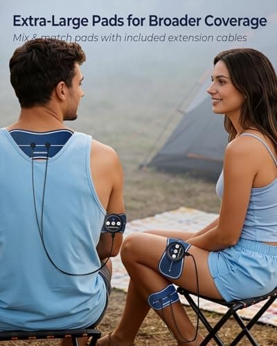 KingPavonini Wireless TENS Unit Muscle Stimulator, Back Pain, Model SM9116 | Wireless TENS with Remote, Storage Box, 4 Ultra-Large Pads for Back Shoulder Waist Pain, 20 Intensities, Gift for Men, Women view 4