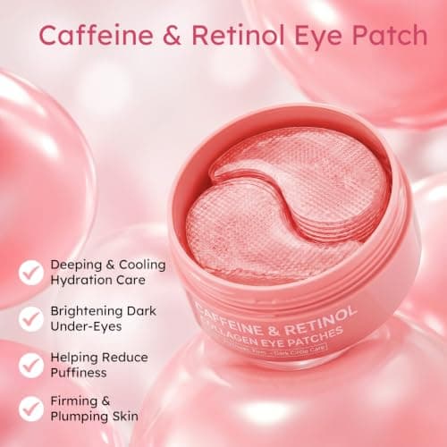 Retinol Caffeine Eye Patches, with Hydrolyzed Collagen, Peptides, 60 Pcs view 3