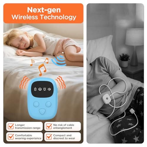2026 New Wireless Bedwetting Alarm, Bedwetting Alarm for Boys and Girls, Compact & Comfortable Wireless Sensor, 7 Melodies, 3 Modes, Bedwetting Solution, Includes Progress Card, Blue view 2