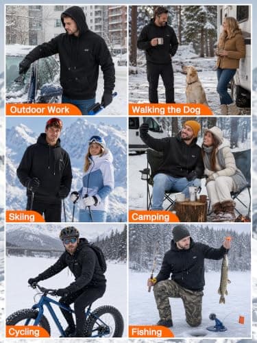 Heated Hoodie for Men with 10000mAh Battery, Heated Sweatshirt Pullover | Smart Electric Hoodie, 7 Heating Zones, 3 Heat Levels, Dual Control, Upgraded Ear Heating, Adjustable Hood, Outdoor Work view 6