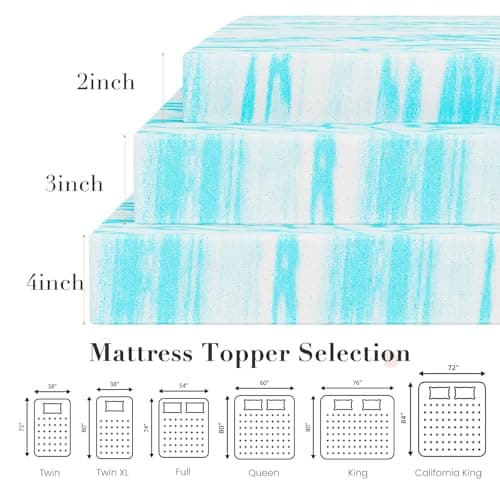 OLIXIS Gel Memory Foam Mattress Topper, Twin 2 Inch, Cooling Gel Infused Soft Comfy Breathable, Pressure-Relieving, CertiPUR-US Certified view 2