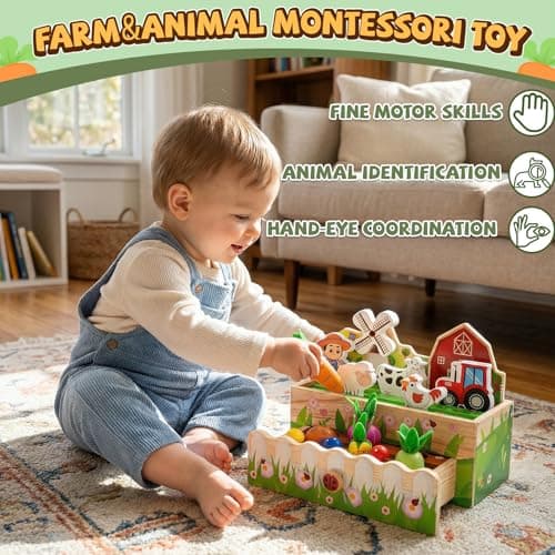Montessori Toys for 18 Months+ | Wooden Animal Farm Kids Toys | Shape Sorting Educational Learning Fine Motor Skills |Birthday Gifts for Girl&Boy view 5