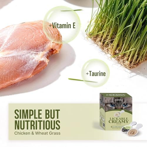 Petphabet Lickable Cat Treats Spoon, 36 Count Creamy Puree Kitten Treats Chicken & Wheat Grass Recipe, Functional Wet Paste Cat Snacks for Hairball Control, Grain-Free Kitty Treat with Vitamin Taurine view 3
