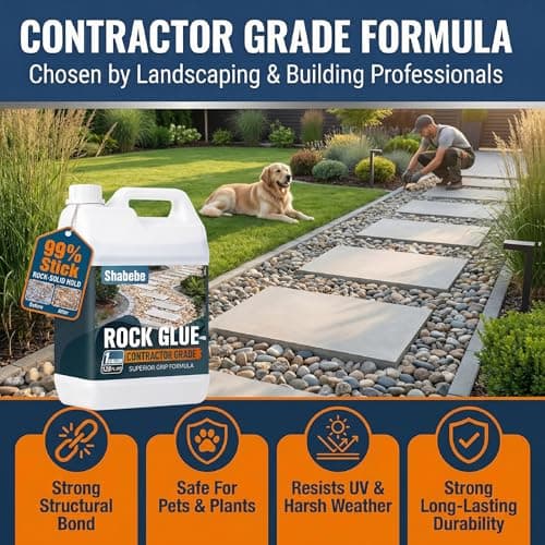 Shabebe Rock Glue for Landscaping 1 Gallon - Contractor Grade Mulch & Gravel Binder with Superior Grip, All-Weather Resistant, Stronger Hold & Long-Lasting for High-Traffic Walkways, Pebble view 4