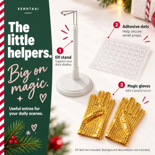 Elf Kit 24 Days of Christmas 2026 with 24 Daily Surprise Scenes & Accessories include Clothes Elf Adventure Starter Kit Countdown for Christmas Holiday Props Decoration Gift ideals (Elf Not Included) view 3