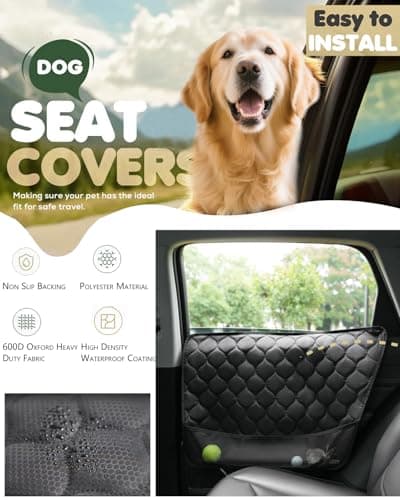 ThermoHalo 2PCS Car Door Protector for Dogs - Waterproof Pet Car Door Cover with Scratch Protection, Universal Fit for All Vehicles (L) view 3