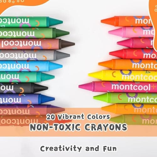 montcool 2 Pack Jumbo Crayons Set (40 Pieces, 20 Colors), Washable Non Toxic Easy to Hold Large Crayons view 3
