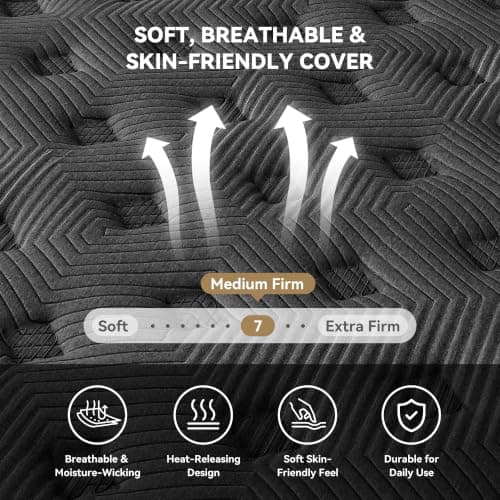 Mattress Queen Size, 12 Inch Queen Hybrid Mattress in a Box | Memory Foam with Individual Pocket Springs, Motion Isolation, Pressure Relief, Strong Edge Support & Breathable Comfort view 4