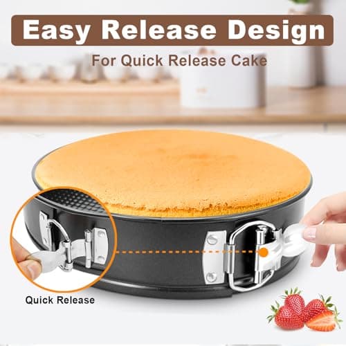 Springform Pan 9 Inch Nonstick, 9 Springform Cheesecake Pan with Silicone Protector, Leakproof Spring Form Pan for Cheesecake, 9 Inch Springform Cheese Cake Pans for Baking with 50 Parchment Paper view 4