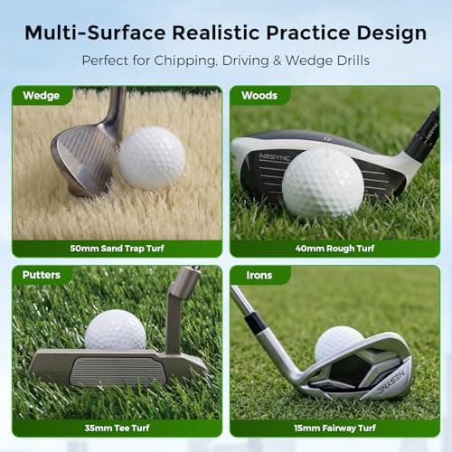 Nesync 4-in-1 Foldable Heavy-Duty Golf Hitting Mat, Sand & Tee Turf, Anti-Slip Backing，for Swing/Chip/Putting Practice，Golf Practice Mat with Golf Mat Tees view 5