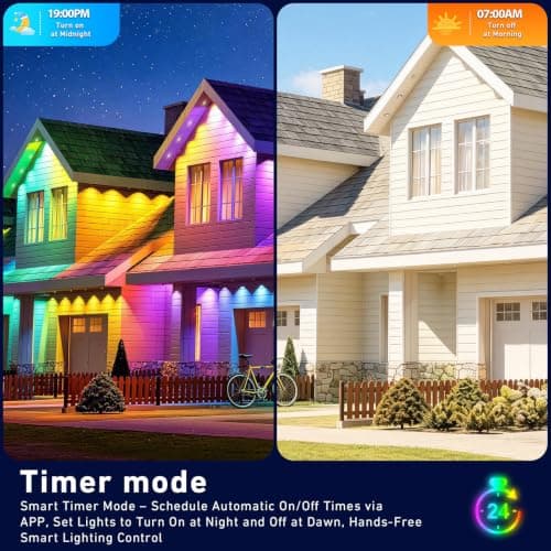 AMURTH 600FT Permanent Outdoor Lights RGB+IC Lights, IP67 Waterproof Smart Eave Lighting, with App/Remote Control Eaves Light, DIY LED Scenes Modes for House Roof Decor Party view 5