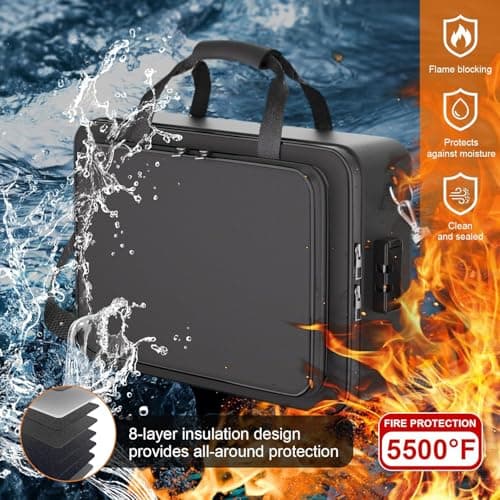 Fireproof Document Box, Fire Proof Safe For Home Documents, Fire Safe Document Box - 5500°F With a Password and Convenient Shoulder Strap, Upgraded Capacity , Suitable for Important Documents(Soft) view 6