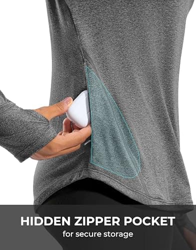 G Gradual Long Sleeve Workout Tops for Women Quick Dry Lightweight Running Athletic Shirts with Zip Pocket Moisture Wicking view 4