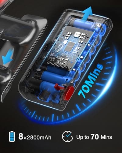 Cordless Vacuum Cleaner, 650W/55KPa 70Mins Vacuum Cleaners for Home, Self-Standing Stick Vacuum with Anti-Tangle Brush & OLED Touch Screen, Vacuum Cleaner for Hardwood Floors,Carpet,Pet Hair,Car (Red) view 3