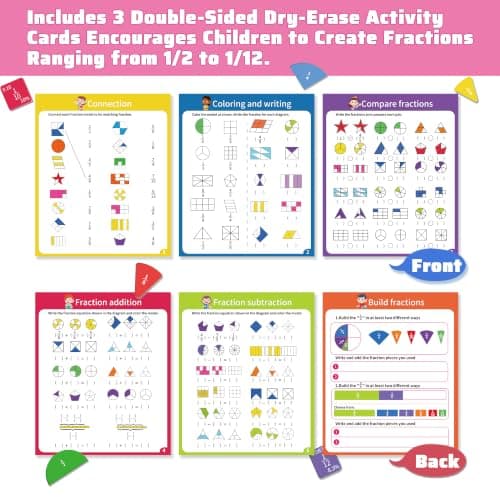 Magnetic Fraction Playbook 164 Pcs Math Manipulatives Toy for Kids view 3