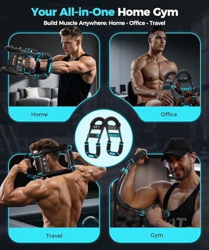 Twister Arm Trainer & Chest Workout Equipment with Digital Display - Auto Reps & Calorie Estimator, 40-120 lbs Home Gym Chest Exerciser for Men, Blue Pro view 4