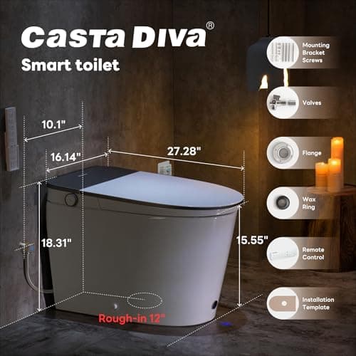 Casta Diva Smart Toilet With Bidet Built In Auto Open Foam Shield K030PRO | 1000G MaP Flush, Heated Seat, Foot Sensor Quiet Auto Flush , Bidet Toilet with Tank, Warm Water & Dryer view 3