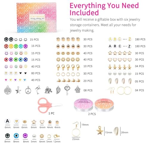Sistenia 20,000 Pcs Clay Beads Bracelet Making Kit, 120 Colors 6 Boxes Polymer Beads Spacer Heishi Beads & Jewelry Kit with Pendant Charms Elastic Strings, Crafts Gift for Kids Adults view 3