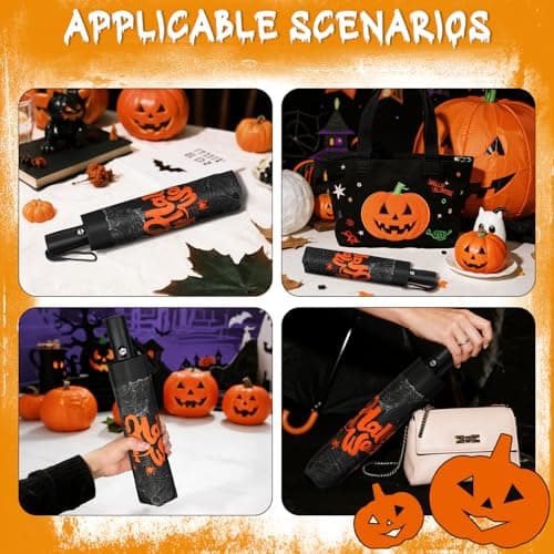 Natuquebrela Compact Automatic Umbrella Portable - Collapsible Travel Umbrella for Rain Strong Wind proof Lightweight Umbrellas Unique Halloween Decor view 3