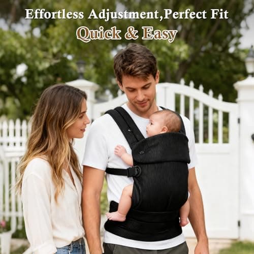 Huggynest Baby Carrier, Adjustable Lightweight Carrier Newborn to Toddler 7-44 lbs, Infant Carrier with Lumbar Support Front & Back Carry - Black view 7