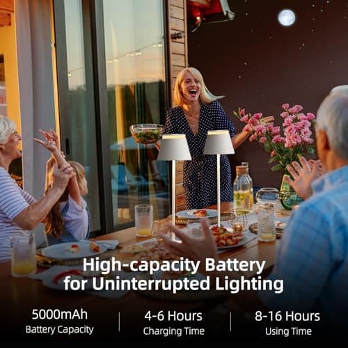Cordless Table Lamp Set of 2 with Portable USB Rechargeable Dock, LED Wireless Touch Desk Lamps with Remote, 3 Color Stepless Dimmable, for Bedroom Night Lights Dining Outdoor Patio Restaurant view 5