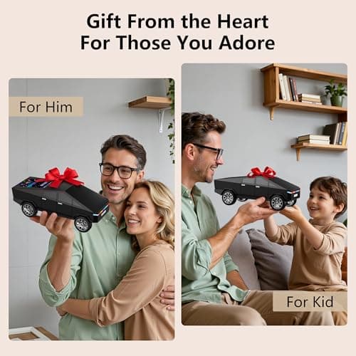 AONOX Cybertruck Bluetooth Speaker for Car, Mini Wireless Speaker with LED Lights, FM Radio, USB/TF Card, TWS Stereo, Desk Gaming Outdoor Use, Gift for Car Lovers view 6