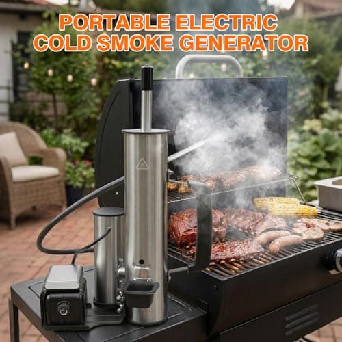 Cold Smoke Generator, Portable Electric BBQ Smoker with Air Pump, Smoke Tube for Pellet Smoker, Cold Smoking Accessory for Cheese, Salmon, Adjustable Smoke Volume, Fits for Grills & Smokers view 2