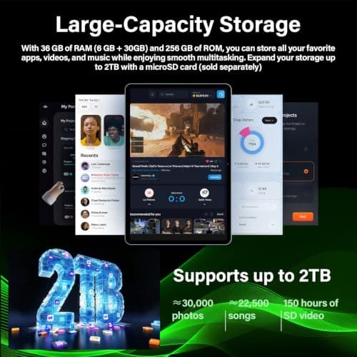 2026 Android 16 Tablet, 13 inch Tablet with Keyboard, 36GB+256GB+2TB Expand | Tablet 13 inch with Gemini AI, 1920x1200, 10000mAh, 8-Core, 2K Large Tablet PC with Case/Mouse/Stylus for Home & Work(Black) view 4