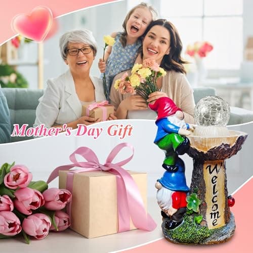 Binqiuu Garden Gnomes Outdoor Statue with Solar LED Lights, Solar Garden Gnomes Decorations10.4 in Funny Double Gnomes Sculptures Home Outdoor Lawn Yard Decor, Ideal Gnomes Gifts for Women/Grandma/Mom view 3