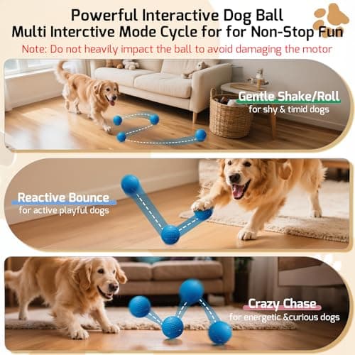 SNOYWEN Smart Interactive Dog Toy, Automatic Moving Bouncing Rolling Ball, Food-Grade Rubber Material IPX7 Waterproof Active Ball for Medium and Large Dogs view 4