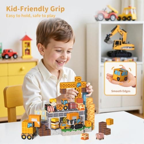 VNLINA Magnetic Blocks Building Toys - 154PCS Magnet Building Blocks Set Construction Cubes STEM Sensory Stacking Kids Toys for Boys Girls view 2