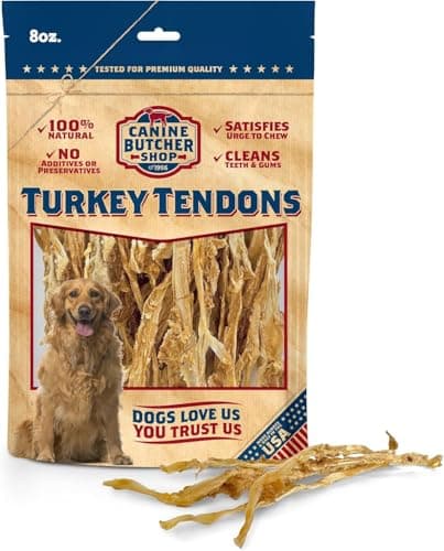 Canine Butcher Shop Turkey Tendons for Dogs, All-Natural Dog Chews, 8 Oz | High-Protein, Low-Fat, No-Hide Recipe, Alternative to Rawhide, Made in the USA — image 1